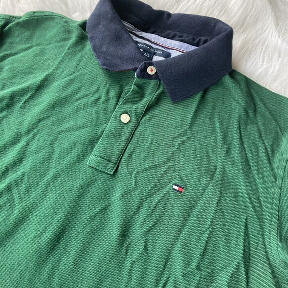 Tommy Hilfiger Polo Shirt Sz L Mens Emerald Green Blue Custom-Fit Casual Work - Picture 2 of 5